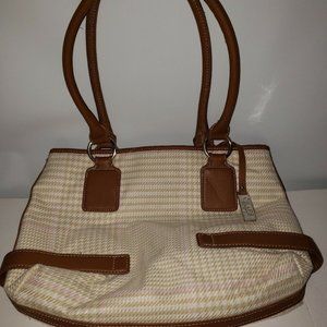CHAPS Women's Shoulder Bag Purse Brown, Tan, Cream